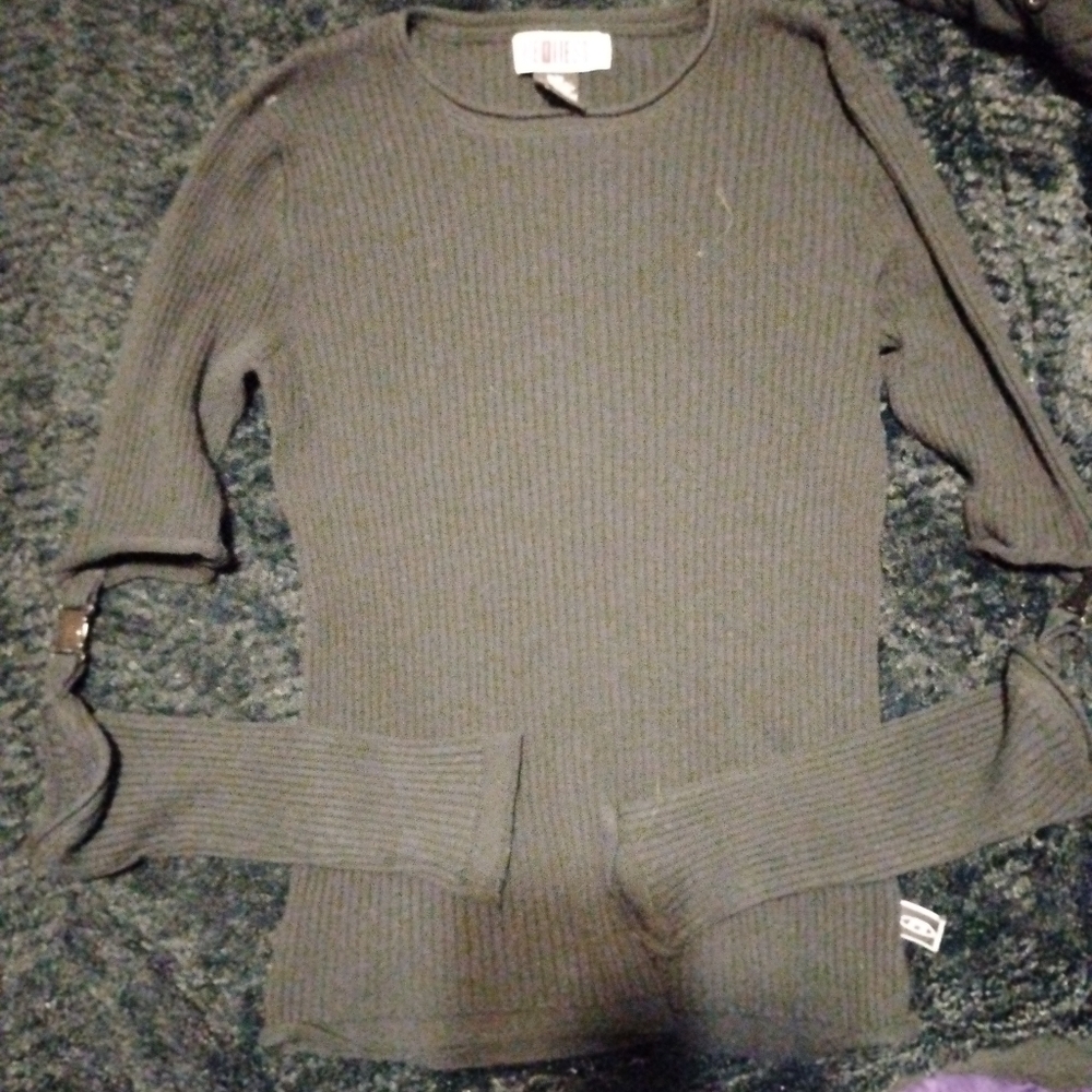 Crewneck Sweater Black With Buckle.Strap.arms